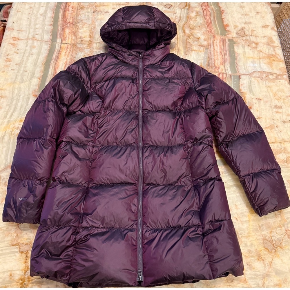 Eddie Bauer Womens Luna Peak Down Parka Jacket Deep Burgundy Hooded Quilted XL